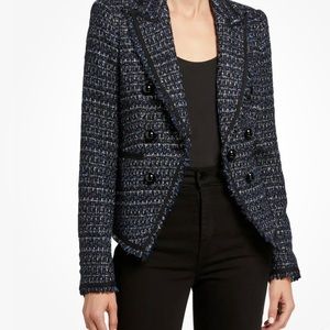 NEW Veronica Beard Cooke Dickey Metallic Tweed Navy Blue Blazer Jacket $695 Sz 8